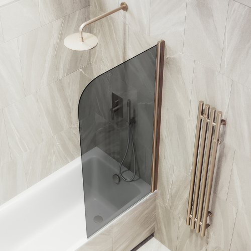 Душевая шторка на ванну Maybah Glass MGV-623-2 80х140 стекло тонированное профиль бронза ориентация универсальная - фото 4