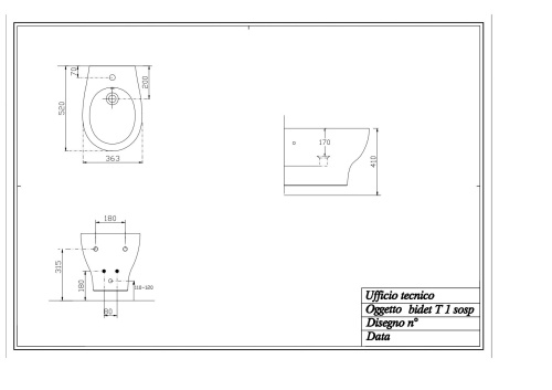 Биде Disegno Ceramica Touch1 T100700101 подвесное - фото 2