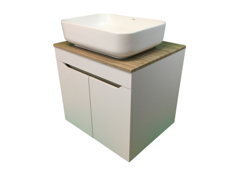 Тумба с раковиной Sintesi STL.W7023_SIN-LVB-APP-409WM 60х55х50 подвесная цвет темно-серый/коричневый/белый - фото 4