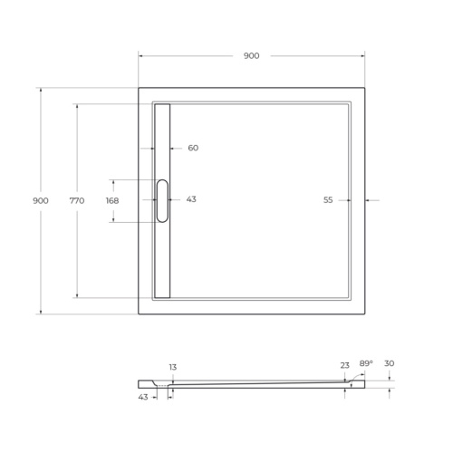 Душевой поддон Cezares TRAY-AS-A-90-30-NERO 90х90 искусственный мрамор чёрный матовый без ножек - фото 2