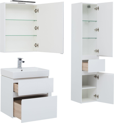 Тумба с раковиной Aquanet Бруклин 00212597 69х44х57 напольная/подвесная цвет белый - фото 3