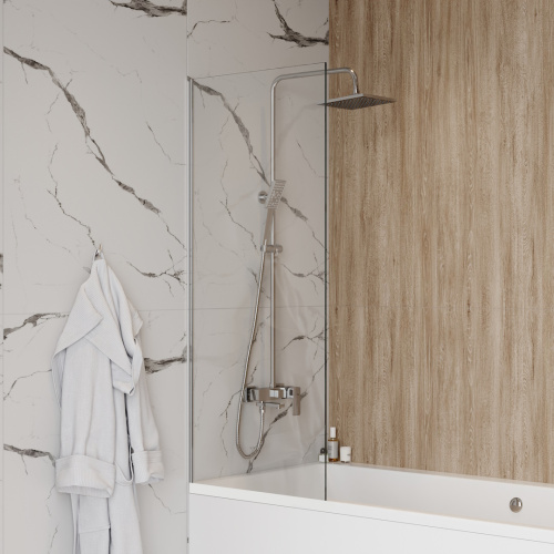 Шторка на ванну Teymi Timo T00270 60х140 стекло прозрачное профиль хром ориентация универсальная - фото 5