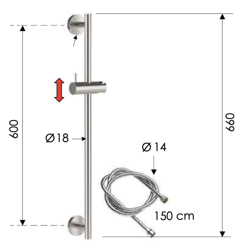 Душевая штанга Remer X Style Inox SS317M332 настенная цвет нержавеющая сталь - фото 2