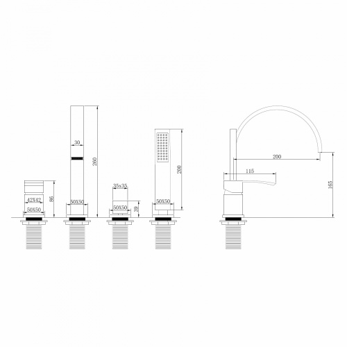 Смеситель ABBER Wasserfall AF8613G на борт ванны золото матовое - фото 3