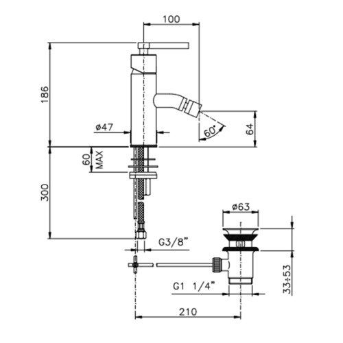 Смеситель Nicolazzi Mac Kinley 05 3703CR29M на биде хром - фото 2