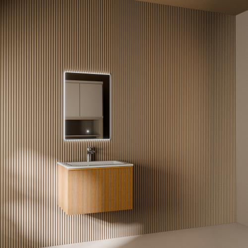 Тумба с раковиной+зеркало Art Decco Andy (Энди) AAN06W11S1M0 60x45x40 подвесная цвет белый дуб - фото 2