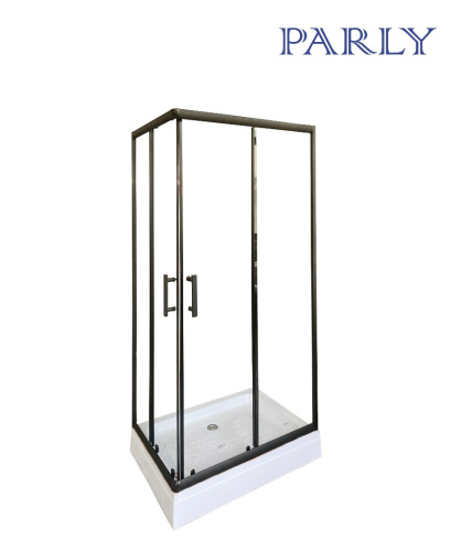 Душевой уголок Parly QZ71B N 100х70 стекло прозрачное профиль черный с поддоном - фото 2