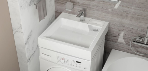 Раковина из литьевого мрамора Uperwood Vission 45483000002 60х60 над стиральной машиной цвет белый - фото 3