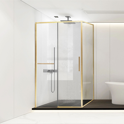 Душевой уголок Vincea Slim Soft VSR-1SS9013CLG 130х90 стекло прозрачное профиль золото брашированное без поддона