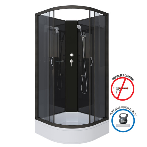 Душевая кабина Niagara Classic 65011434BK 90х90 четверть круга без крыши ориентация универсальная - фото 2