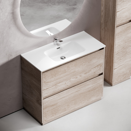 Тумба под раковину Sancos Libra Floor LB100FEG 99х45х84 напольная цвет дуб галифакс натуральный - фото 4