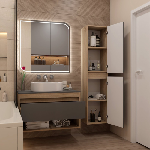 Тумба под раковину Teymi Ritta T60532 85х45х52 подвесная цвет дуб/графит - фото 3