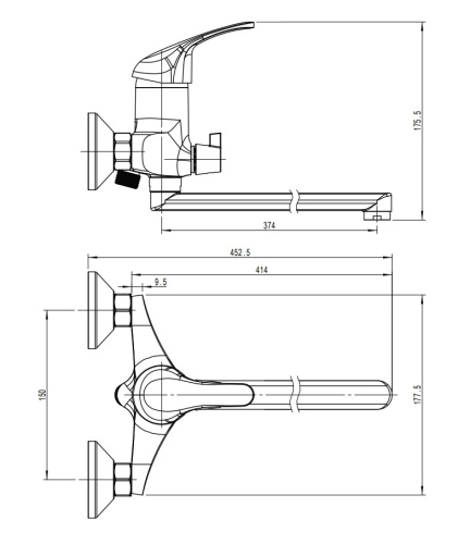 Смеситель для ванны Rush Vrangel VR7114-51 настенный хром - фото 2