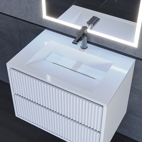 Раковина из литьевого мрамора Uperwood Next Premium 2900000091 70х45 полувстраиваемая цвет белый - фото 3