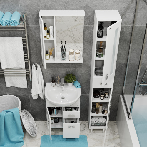 Зеркало-шкаф Onika Кристалл 205817 58х16х71 подвесной цвет белый - фото 5