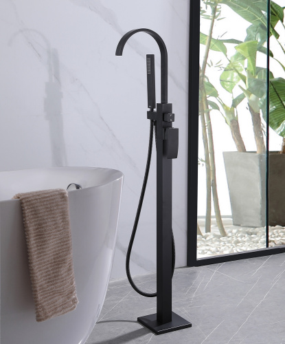 Смеситель ABBER Wasserfall AF8615B напольный черный матовый - фото 2