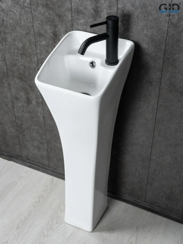 Раковина керамическая Gid Autonomo 81101 30х33 напольная цвет белый 1 отверстие под смеситель - фото 4