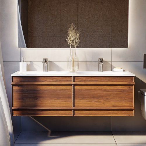 Тумба с раковиной+зеркало Art Decco Bridget (Бриджит) ABR12W22D1M0 120x45x40 подвесная цвет черный орех - фото 3