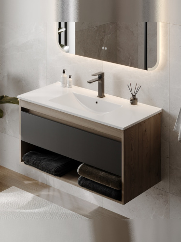 Раковина из сантехнического фарфора Teymi Ritta T51007 101х47 встраиваемая цвет белый 1 отверстие под смеситель - фото 3