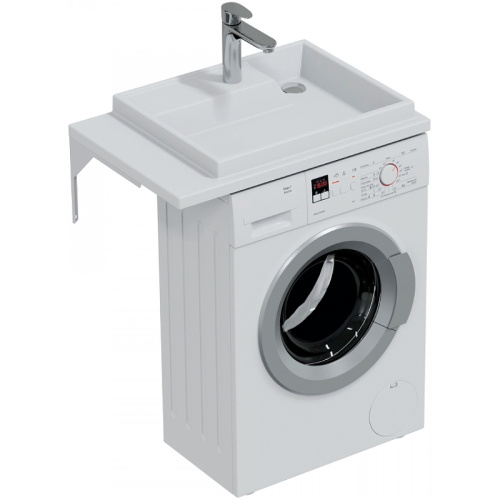 Раковина из искусственного камня СанТа Юпитер 900138 75х50 над стиральной машиной цвет белый 1 отверстие под смеситель - фото 3