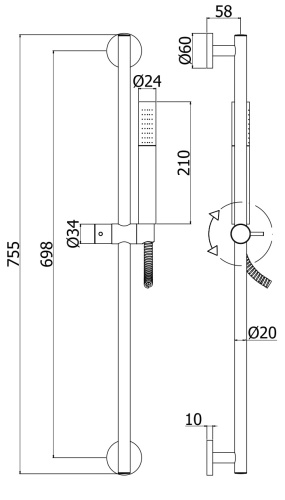 Душевой гарнитур Paffoni Life ZSAL135ST настенный сталь - фото 2
