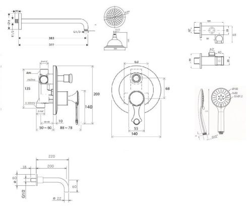 Душевая система Bronze de Luxe NT800/B03 встраиваемая в стену цвет хром - фото 3