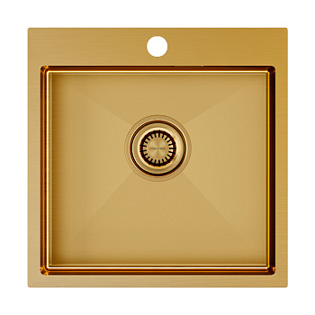 Кухонная мойка Paulmark VELTEN 51 PM905151-BG 51х51 цвет брашированное золото поверхность матовая