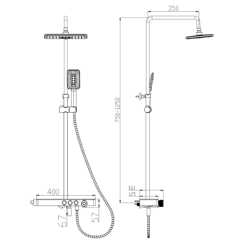 Душевая стойка Melana Male F610501B MALE настенная - фото 2