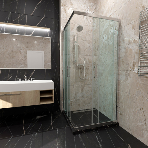 Душевой уголок Тритон Фикс-Хром Щ0000067439 90х90 стекло прозрачное профиль хром без поддона - фото 5