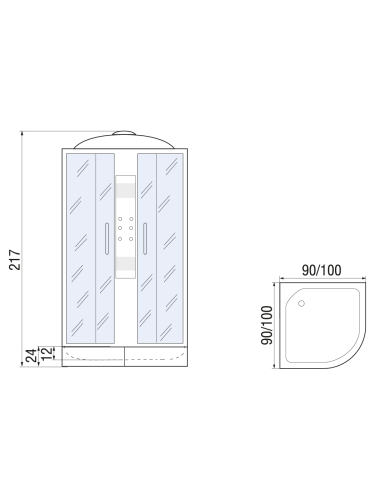 Душевая кабина River TEMZA 100/24 MT (10000001141) 100х100 четверть круга с крышей ориентация универсальная - фото 2