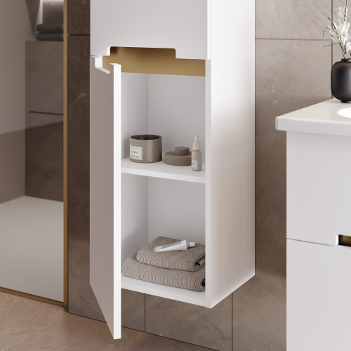 Шкаф-пенал Orka Lodi 3007784 40х32х138 подвесной цвет белый/золото - фото 4