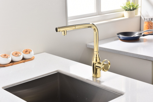 Смеситель для кухни Paulmark URBAN Ur213104-G на раковину золото - фото 2