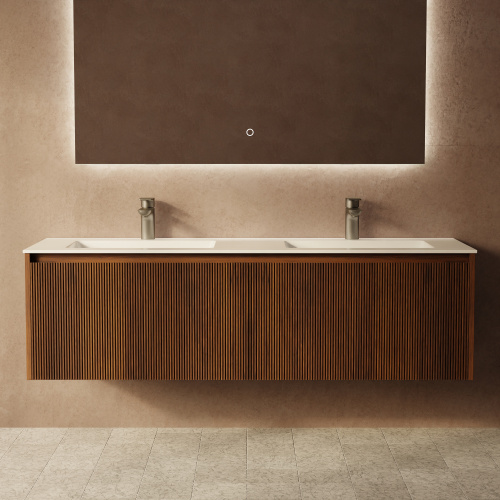 Тумба с раковиной+зеркало Art Decco Camilla (Камилла) ACM14W22D2M0 140x45x40 подвесная цвет черный орех - фото 4