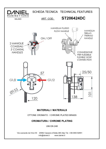 Гигиенический душ Daniel Suvi ST206424DC-CR хром - фото 2