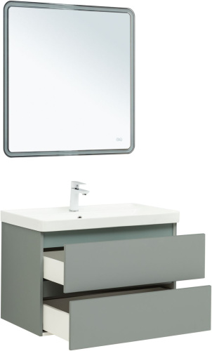 Тумба под раковину Aquanet Вега 2.0 00337961 79х46х50 подвесная цвет зеленый/серый - фото 4