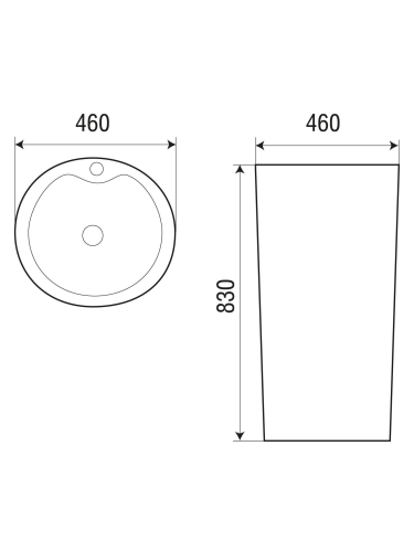 Раковина из санфаянса WeltWasser WW SK 46 см 10000005491 напольная цвет белый глянцевый 1 отверстие под смеситель - фото 2