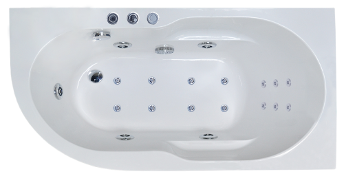 Ванна акриловая гидромассажная Royal Bath AZUR RB614200DL-R 138х79 пристенная асимметричная с каркасом