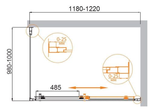 Душевой уголок Cezares MOLVENO MOLVENO-AH-11-120/100-C-Cr-IV 120х100 стекло прозрачное профиль хром без поддона - фото 5