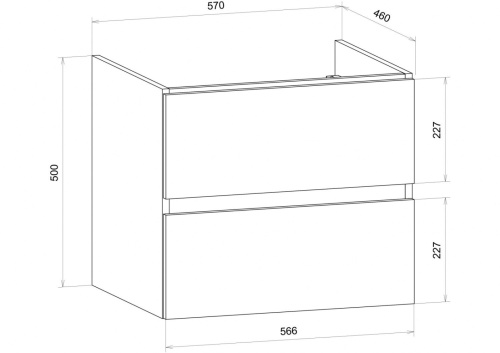 Тумба под раковину Art&Max TECHNO AM-Techno-600-2C-SO-MR960 57х46х50 подвесная цвет монти мрамор - фото 5