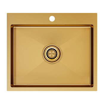 Кухонная мойка Paulmark VELTEN 59 PM805951-BG 59х51 цвет брашированное золото поверхность матовая