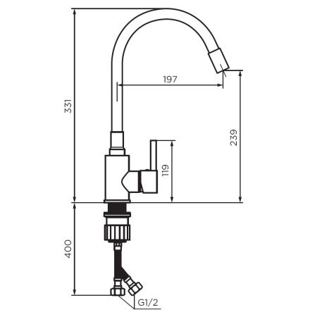 Смеситель для кухни Dorff Logic D3007622 на мойку черный/хром