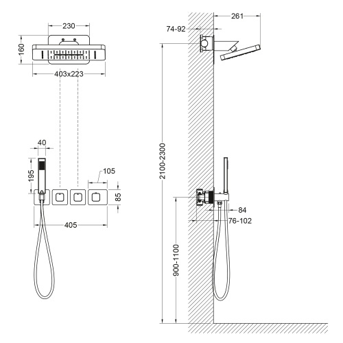 Душевая система Timo Saona SX-2370/00SM встраиваемая в стену - фото 2