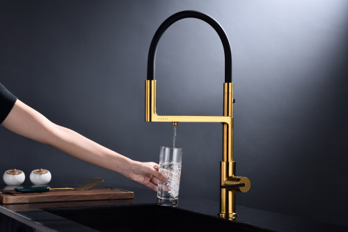 Смеситель для кухни Paulmark TORNADO To213402-BG на раковину брашированное золото - фото 5