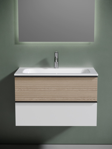 Тумба под раковину Sancos DELTA DL80W 79х45х50 подвесная цвет дуб светлый/белый - фото 4