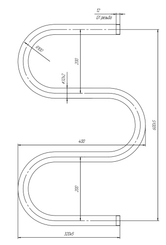 Полотенцесушитель Indigo M MWG60-32 горб без упак 32х63 водяной хром - фото 4