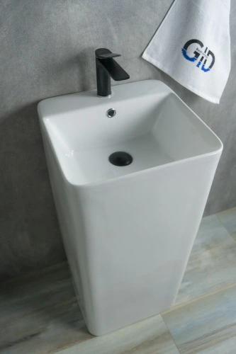 Раковина керамическая Gid Autonomo 81117 42х41 напольная цвет белый 1 отверстие под смеситель - фото 4