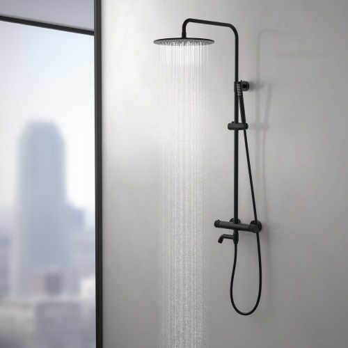 Душевая стойка Timo Tetra-thermo SX-0169/00 настенная цвет черный матовый - фото 4