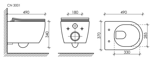 Унитаз подвесной Ceramica Nova PLAY CN3001 белый с сиденьем микролифт безободковый душевой смыв - фото 5