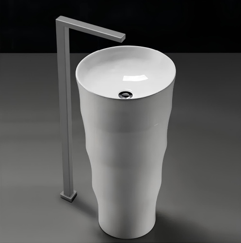 Раковина из сантехнического фарфора Cerutti SPA CT7834 42х42 напольная цвет белый без отверстий под смеситель - фото 5