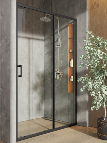 Душевая дверь Orange E02-130TB 131х190 стекло прозрачное профиль черный - фото 4